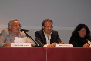 Claude Bourdin (à gauche) lors de la conférence de la nourriture
