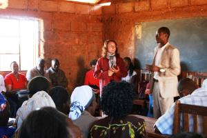 Zoryana Borbulevych from Ukraine speaks in school (Photo: Killy Sanchez)