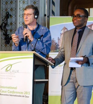 Speaking in Caux, Tony Rinaudo and Luc Gnacadja, Executive Secretary of the United Nations Convention to Combat Desertification